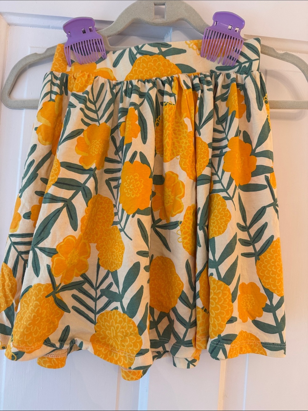 Tea Collection Yellow Floral Gathered Skirt